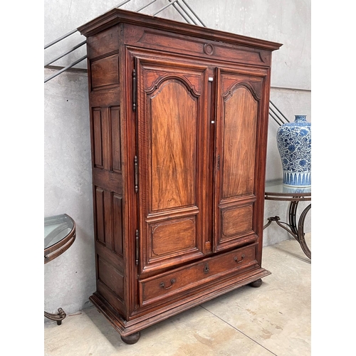 1114 - Antique French walnut late 18th / early 19th century two door armoire, with single long drawer below... 