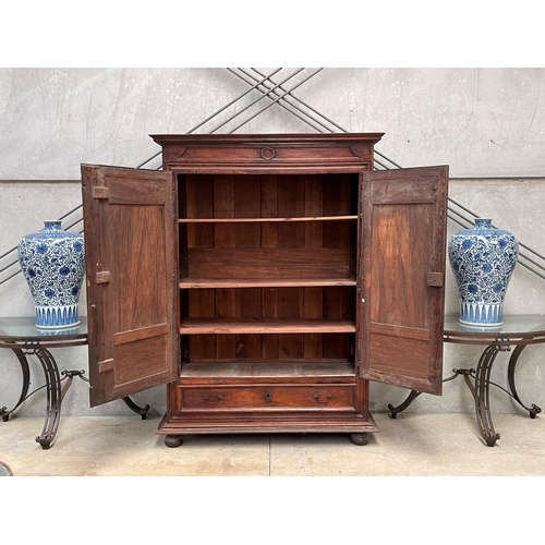 1114 - Antique French walnut late 18th / early 19th century two door armoire, with single long drawer below... 