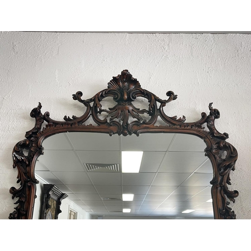 1115 - Antique style carved wood mirror, approx 138cm H x 89cm W