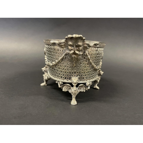 1132 - Antique silver plate casket form potpourri, approx 14cm H x 19cm W