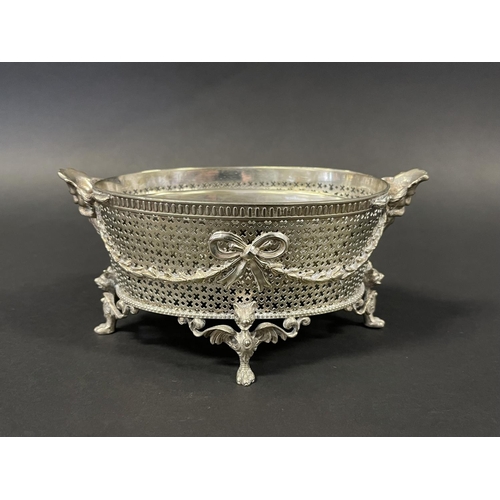 1132 - Antique silver plate casket form potpourri, approx 14cm H x 19cm W