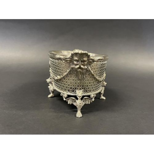 1132 - Antique silver plate casket form potpourri, approx 14cm H x 19cm W