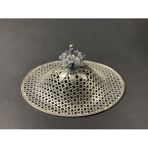 1132 - Antique silver plate casket form potpourri, approx 14cm H x 19cm W