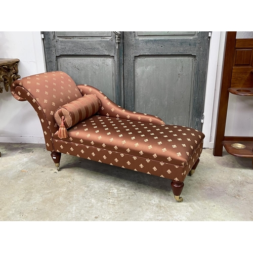 1149 - Victorian style small scale single ended chaise lounge, by Schembri of Melbourne, well upholstered, ... 
