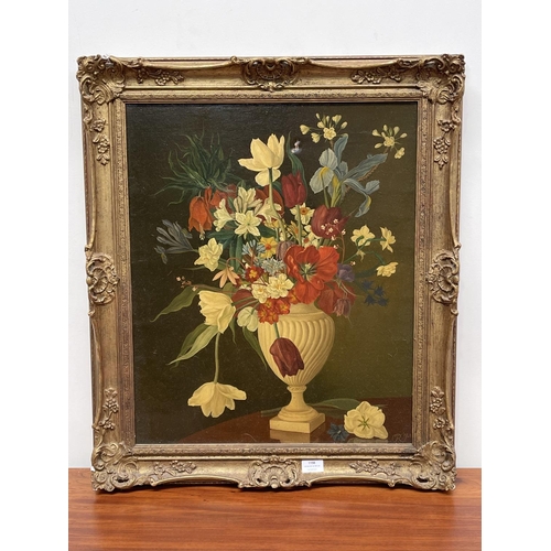 1156 - Joan Robinson, Still Life of Flowers in a vase, oil on canvas, signed with monogram and dated 1948 v... 