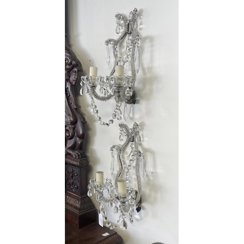 1158 - Fine pair of two light Venetian appliques, each approx 36cm H x 24cm W (2)