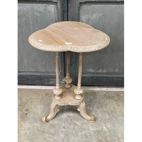 1109 - Painted clover shape occasional table, approx 75cm H x 53cm W