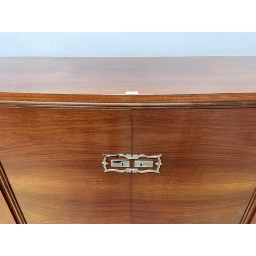 1143 - Impressive Art Deco sideboard, well fitted interior, chromed metal mounts, approx 99cm H x 226cm W x... 