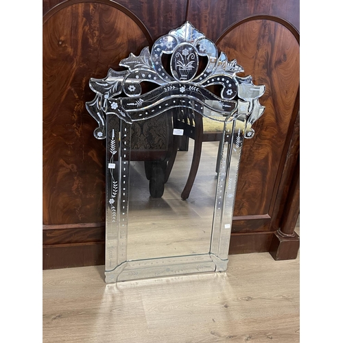 1159 - Venetian style shaped surround wall mirror, approx 103cm x 69cm
