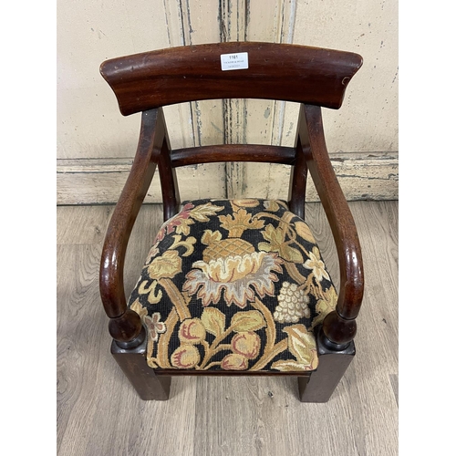 1161 - Rare antique Childs bar back arm chair