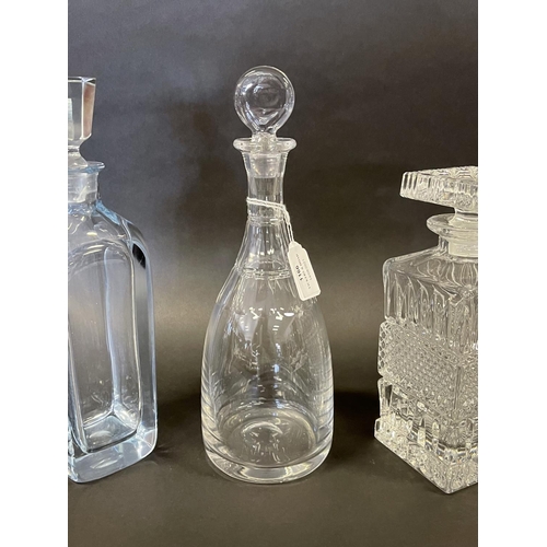 1166 - William Yeoward mallet shaped Regency style decanter, along with a Stromberg of Sweden square taperi... 