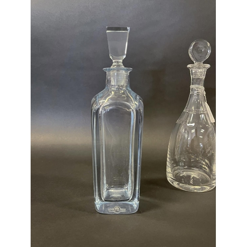 1166 - William Yeoward mallet shaped Regency style decanter, along with a Stromberg of Sweden square taperi... 