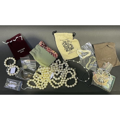 117 - Assortment of jewellery parts rondels clips etc, Collection pearl necklace and bracelet and other ne... 