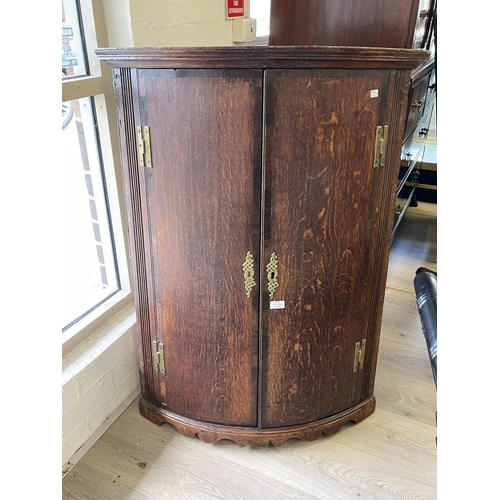 1194 - Antique English Georgian oak corner cupboard, approx 108cm H x 81cm W x 54cm D