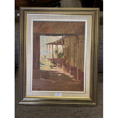 1203 - Colin Ross Parker (1941-.) Australia, From the Studio Door, oil on cedar panel, signed lower left, a... 