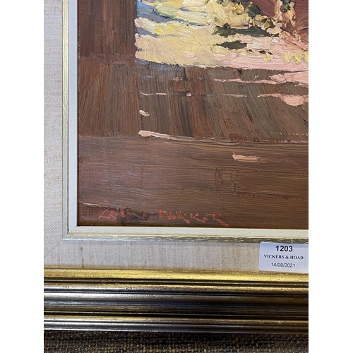 1203 - Colin Ross Parker (1941-.) Australia, From the Studio Door, oil on cedar panel, signed lower left, a... 