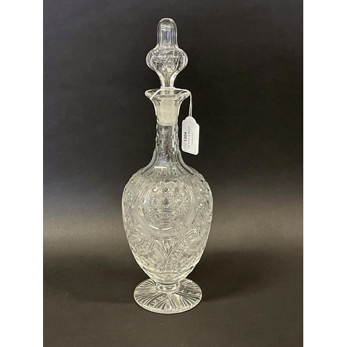 1204 - Fine heavy cut crystal decanter, approx 36 cm high