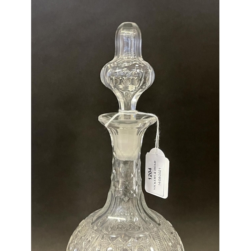 1204 - Fine heavy cut crystal decanter, approx 36 cm high