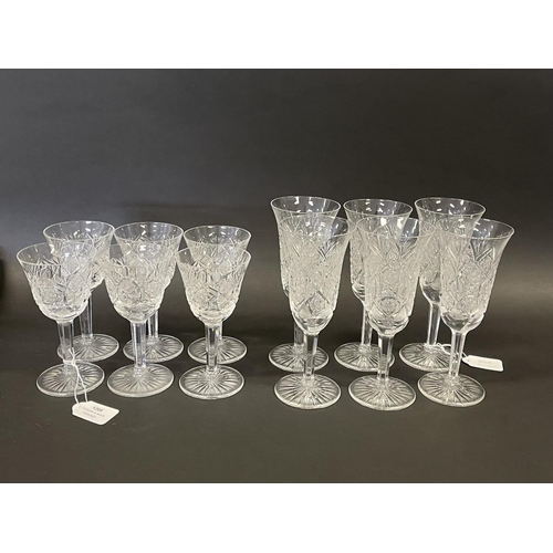 1205 - Selection of good cut crystal wine glass with bell shaped bowls, (12) total