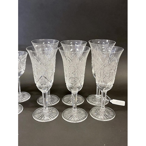 1205 - Selection of good cut crystal wine glass with bell shaped bowls, (12) total