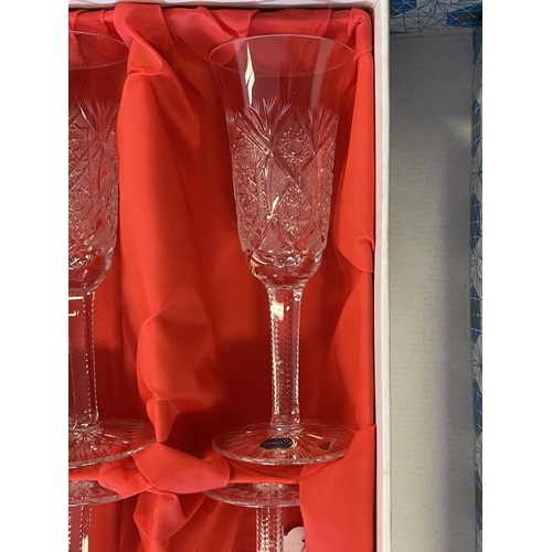 1206 - Two boxes of Bohemian cut crystal stemmed glasses, six wines, and six champagne flutes (12)