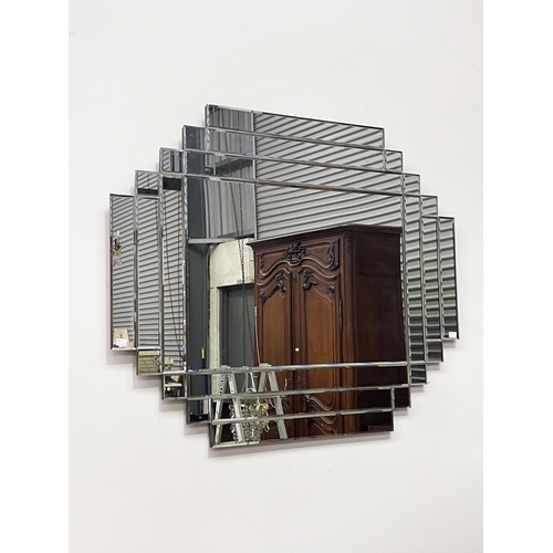 1210 - Art Deco style stepped design wall mirror, approx 85cm H x 103cm W