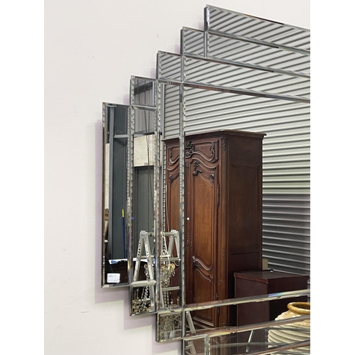 1210 - Art Deco style stepped design wall mirror, approx 85cm H x 103cm W