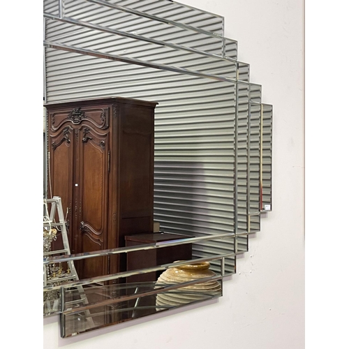 1210 - Art Deco style stepped design wall mirror, approx 85cm H x 103cm W