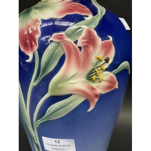 13 - Decorative Franz Art Nouveau style vase, approx 32cm H