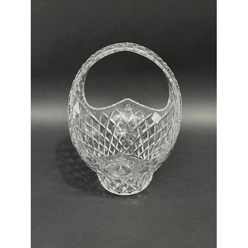 15 - Large cut crystal basket, approx 24cm H