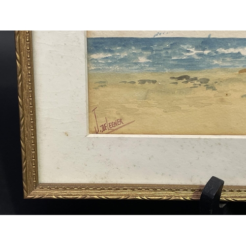 16 - Jan de Leener (1873-1944)  coastal scene watercolour, S.L.L, approx 24cm x 37cm