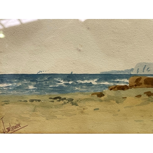 16 - Jan de Leener (1873-1944)  coastal scene watercolour, S.L.L, approx 24cm x 37cm