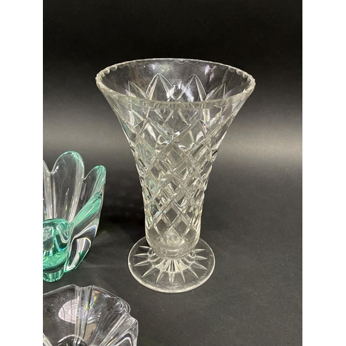 33 - Assortment of art glass to include bowls, candle holders and vase, to include Orrefors, approx 20cm ... 