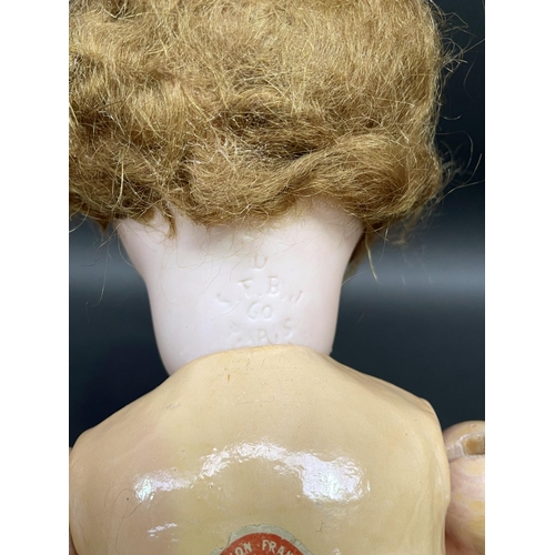 36 - SFBJ Paris jointed bisque head doll of open mouth and sleeping eye, approx 60cm H