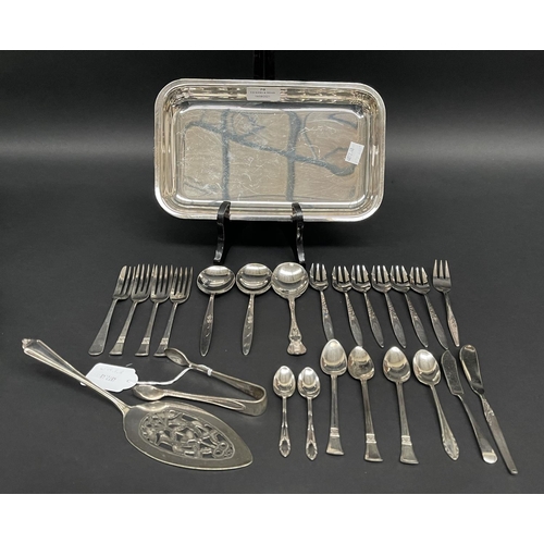 70 - Tray with silver plate teaspoons etc