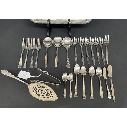 70 - Tray with silver plate teaspoons etc
