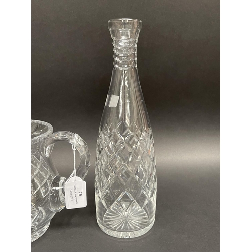 79 - Crystal jug, carafe, ice bucket approx 30cm and smaller (3)