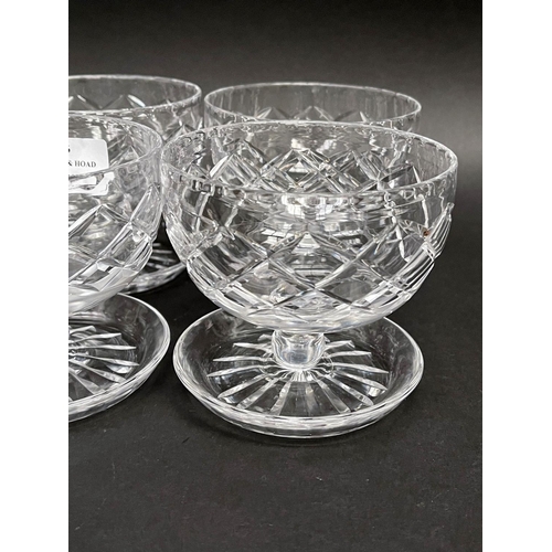 83 - Set of six crystal coups, approx 9cm H (6)