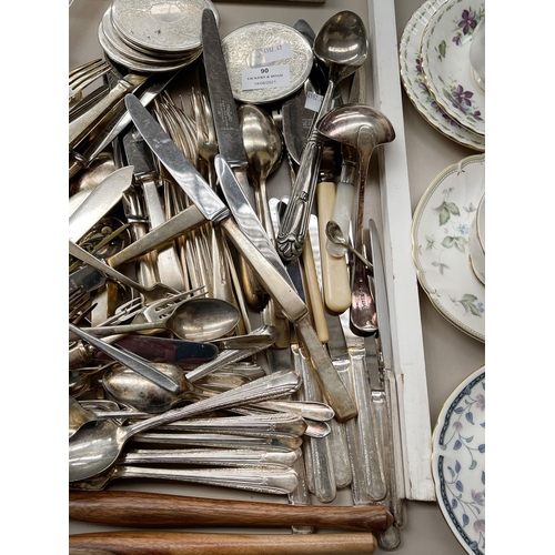 90 - Good assortment of silver plated flatware, various mixed sets