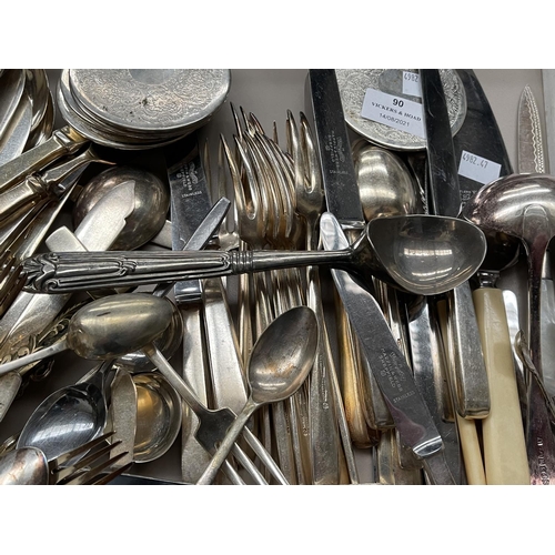 90 - Good assortment of silver plated flatware, various mixed sets