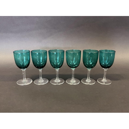 1007 - Set of six antique Bristol green wine glasses, each approx 12.5 cm H (6)