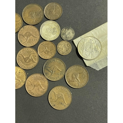 140 - Assortment of pennies and a 1966 50c piece etc