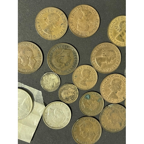 140 - Assortment of pennies and a 1966 50c piece etc