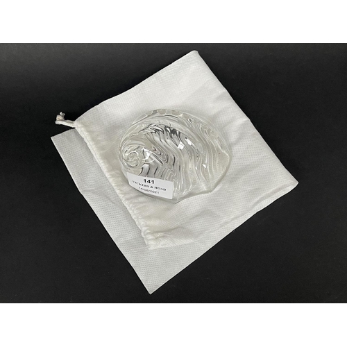 141 - Steuben crystal hand warmer, of shell form, approx 9cm L