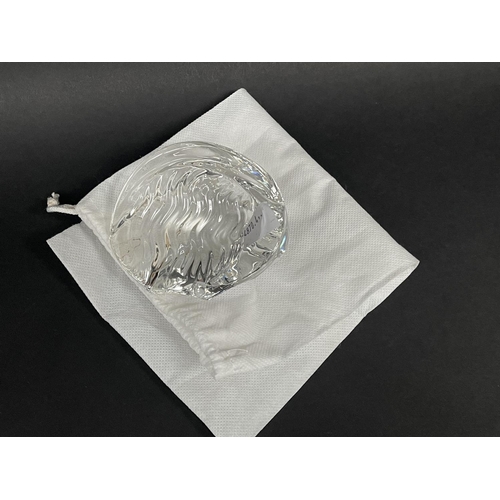 141 - Steuben crystal hand warmer, of shell form, approx 9cm L