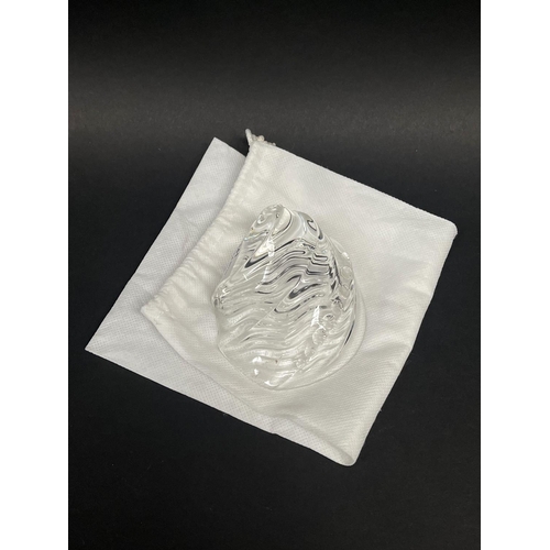 141 - Steuben crystal hand warmer, of shell form, approx 9cm L