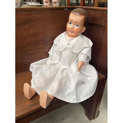 143 - Antique walking doll, Harry H. Coleman, Wood toy Co. Manhattan Toy co, 1917-1921, approx 70cm H