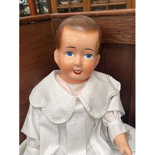 143 - Antique walking doll, Harry H. Coleman, Wood toy Co. Manhattan Toy co, 1917-1921, approx 70cm H