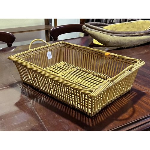 146 - Vintage French Rectangular cane basket, approx 53cm x 38.5cm D