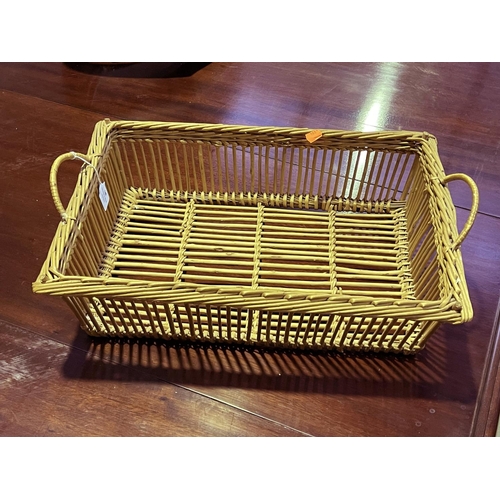 146 - Vintage French Rectangular cane basket, approx 53cm x 38.5cm D